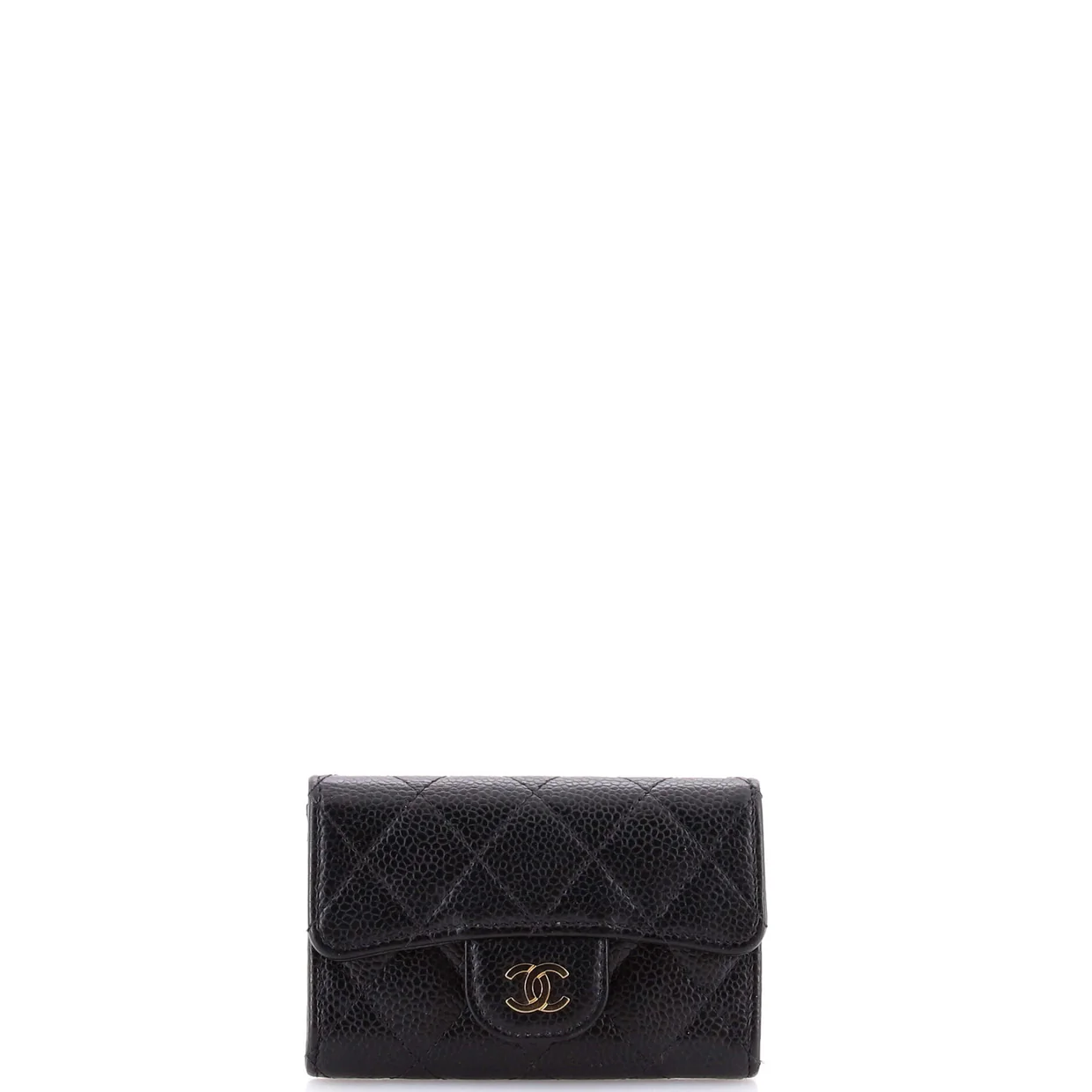 Classic Flap Card Case Quilted Caviar - Deep Luxury