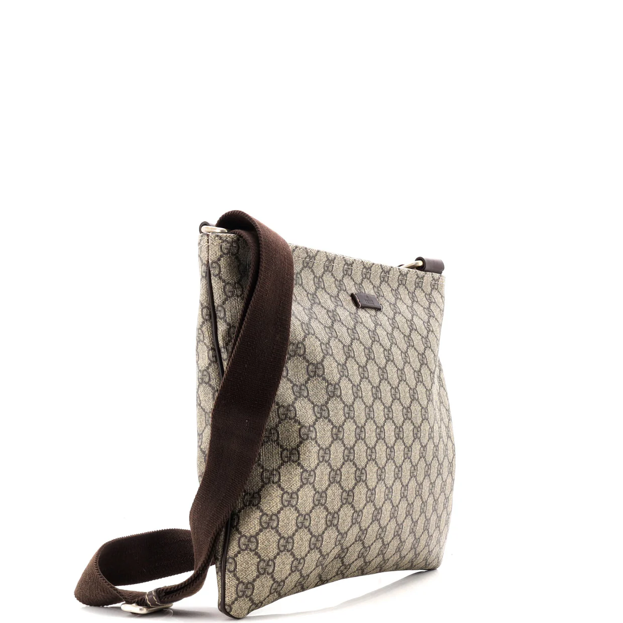 Zip Top Messenger Bag GG Coated Canvas Large - Deep Luxury