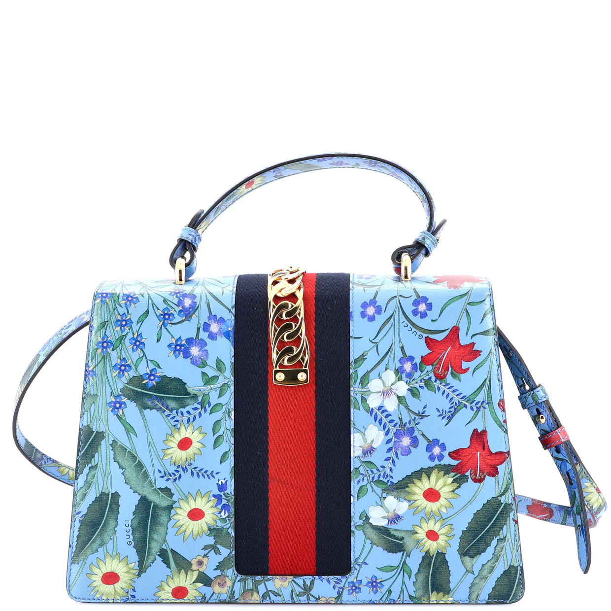 Sylvie Top Handle Bag Flora Leather Medium - Deep Luxury