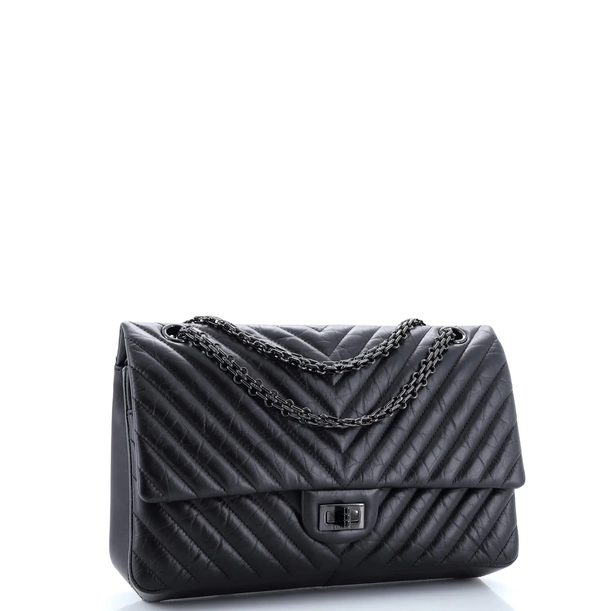 So Black Reissue 2.55 Flap Bag Chevron Aged Calfskin 226 - Deep Luxury