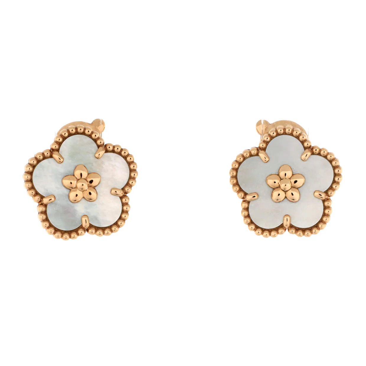 Lucky Spring Plum Blossom Stud Earring Earrings Rose Gold and Mother of Pearl - Deep Luxury