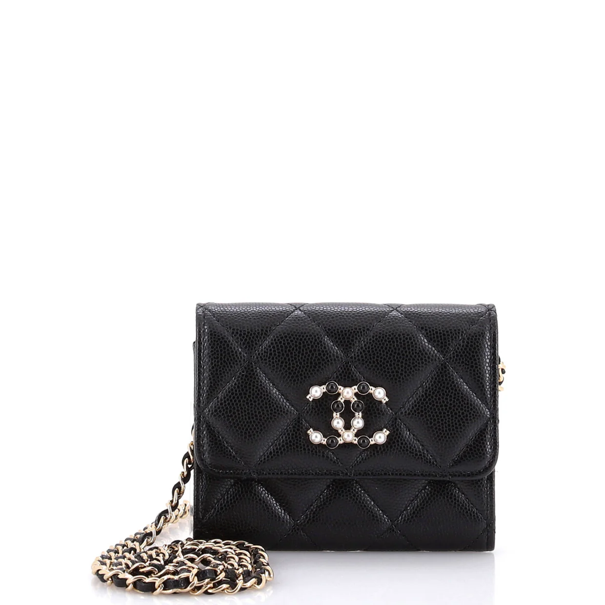 Coco Candy Card Holder on Chain Quilted Caviar - Deep Luxury