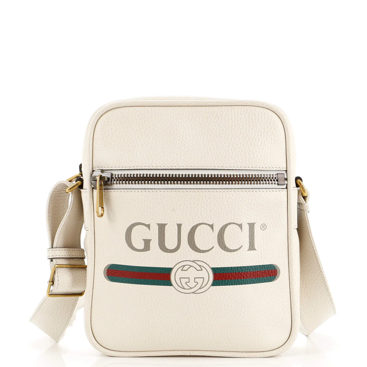 Logo Zip Messenger Bag Printed Leather Small - Deep Luxury