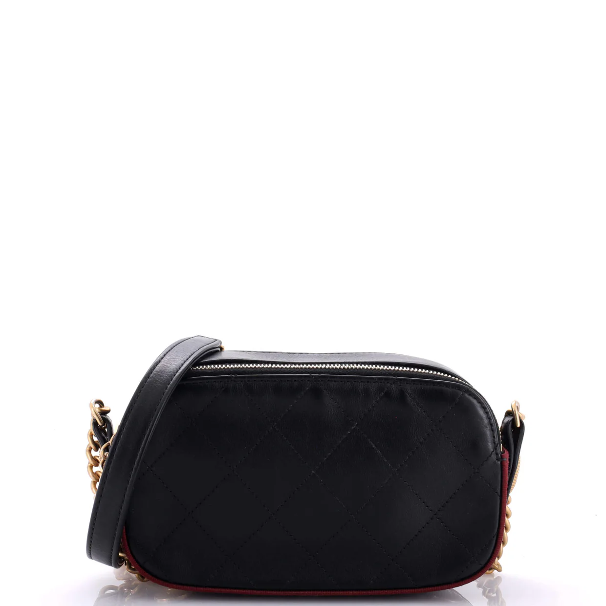 Button Up Camera Case Quilted Calfskin with Grosgrain Mini - Deep Luxury