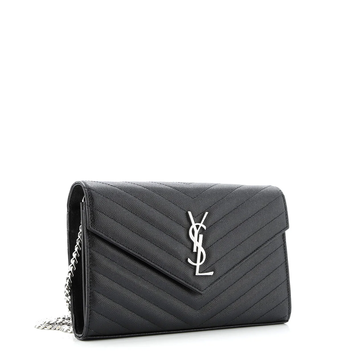 Classic Monogram Wallet on Chain Matelasse Chevron Leather Medium - Deep Luxury
