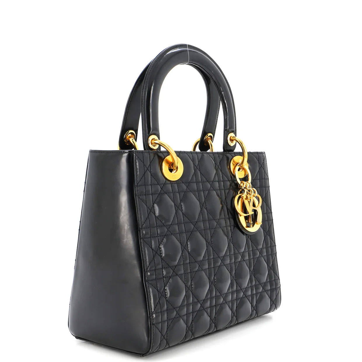 Vintage Lady Dior Bag Cannage Quilt Patent Medium - Deep Luxury