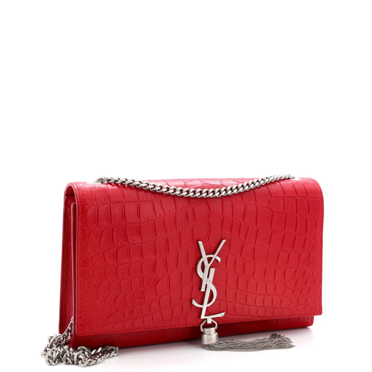 Classic Monogram Tassel Crossbody Bag Crocodile Embossed Leather Medium - Deep Luxury