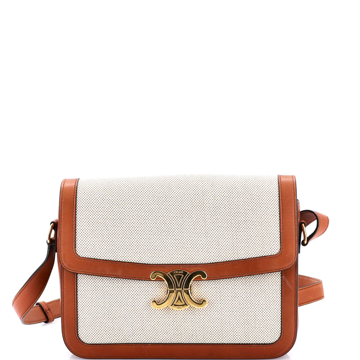 Triomphe Shoulder Bag Canvas with Leather Medium - Deep Luxury
