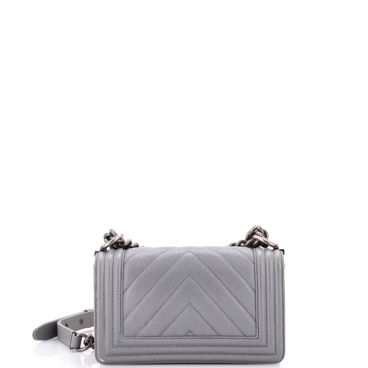 Boy Flap Bag Chevron Caviar Small - Deep Luxury