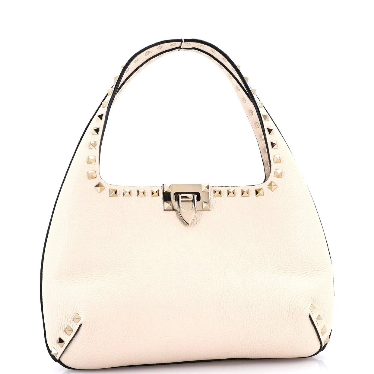 Rockstud Flip Lock Hobo Leather Small - Deep Luxury