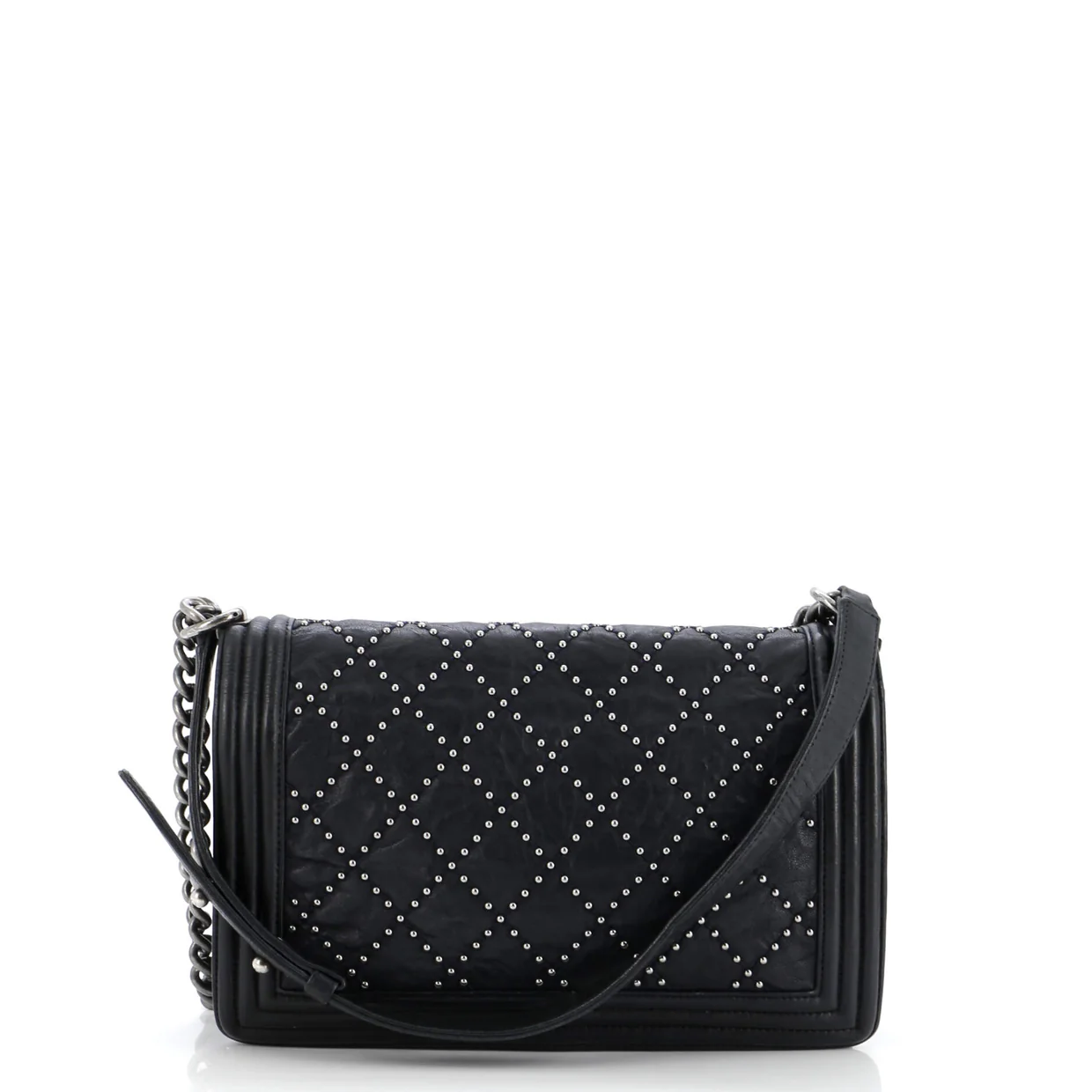 Boy Flap Bag Studded Quilted Distressed Calfskin New Medium - Deep Luxury