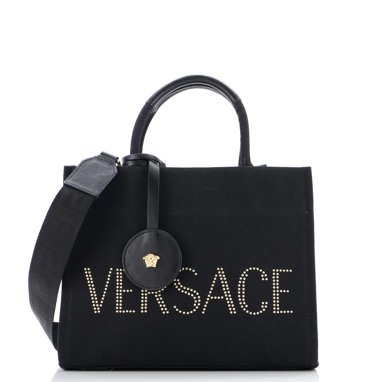 Logo Convertible Tote Studded Canvas Small - Deep Luxury