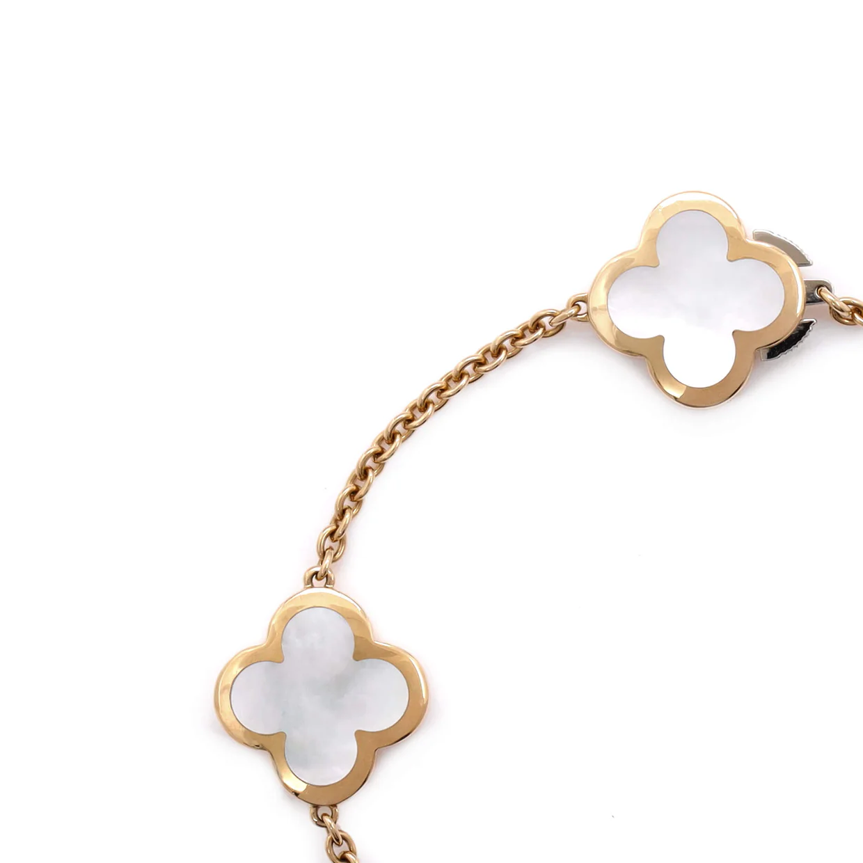 Pure Alhambra 4 Motifs Bracelet 18K Yellow Gold with Mother of Pearl - Deep Luxury