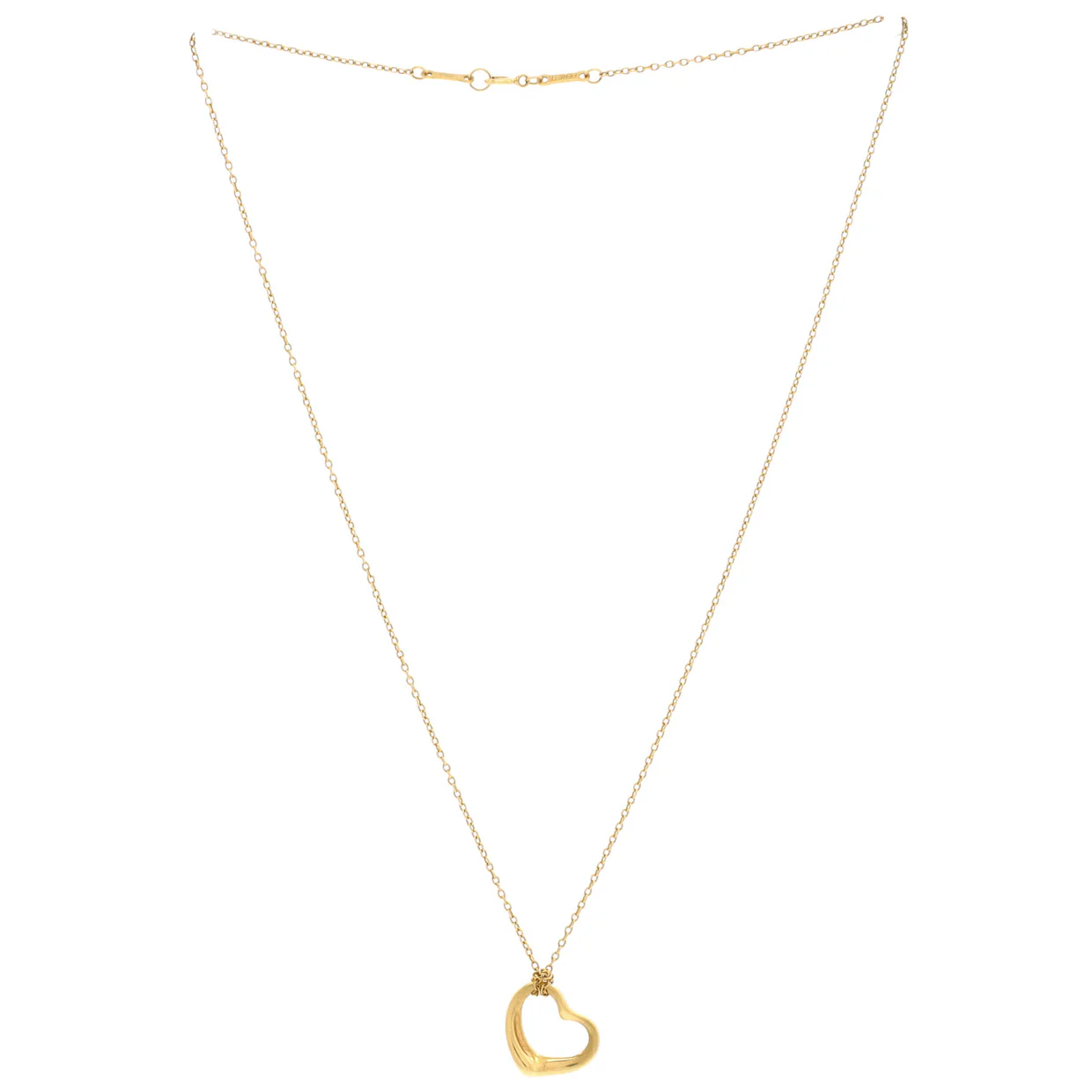 Elsa Peretti Open Heart Pendant Necklace 18K Yellow Gold 16mm - Deep Luxury
