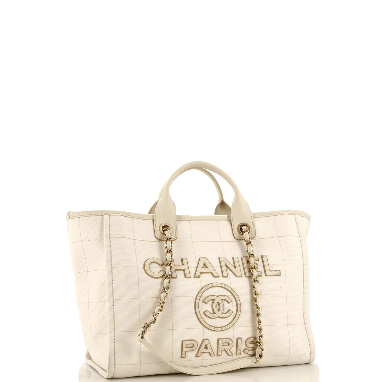 Deauville NM Tote Square Stitched Canvas Medium - Deep Luxury