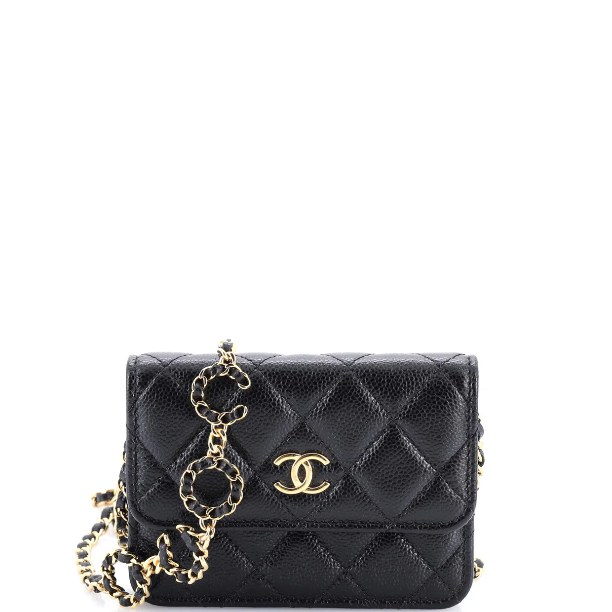 Miss Coco Strap Flap Clutch with Chain Quilted Caviar Mini - Deep Luxury