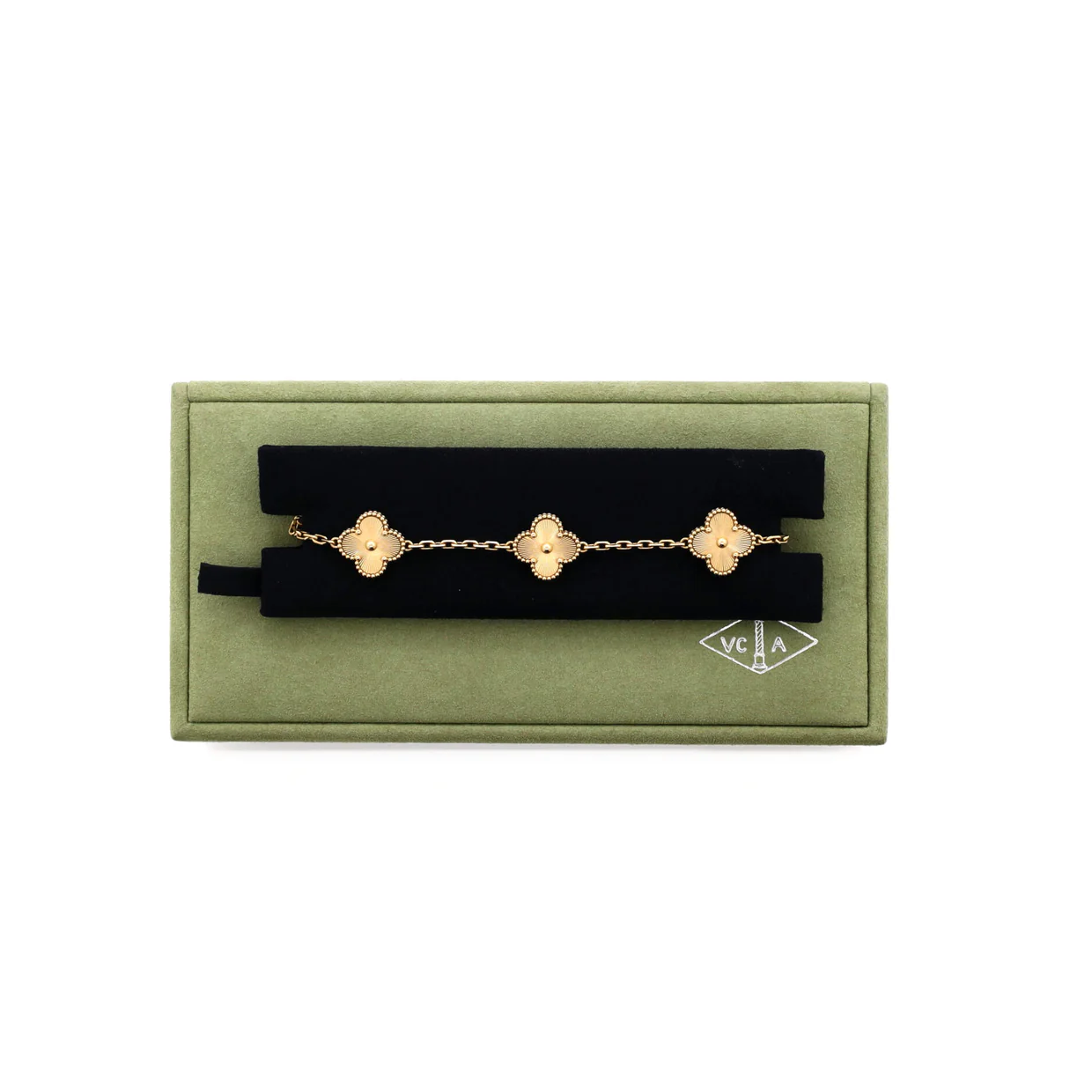 Vintage Alhambra 5 Motifs Bracelet Guilloche 18K Yellow Gold - Deep Luxury