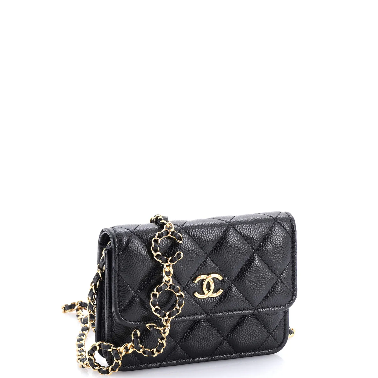 Miss Coco Strap Flap Clutch with Chain Quilted Caviar Mini - Deep Luxury