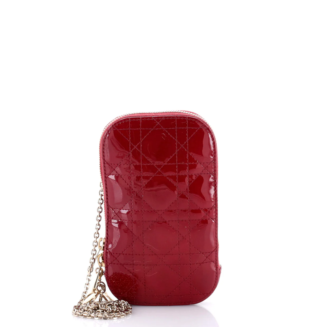 Lady Dior Phone Holder on Chain Cannage Quilt Patent - Deep Luxury