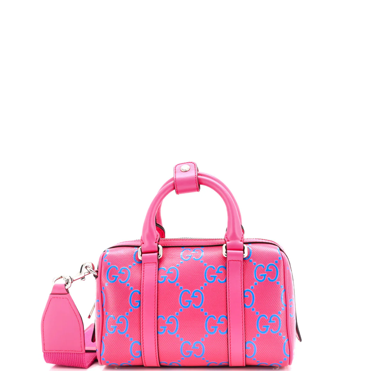 Duffle Bag GG Embossed Perforated Leather Mini - Deep Luxury