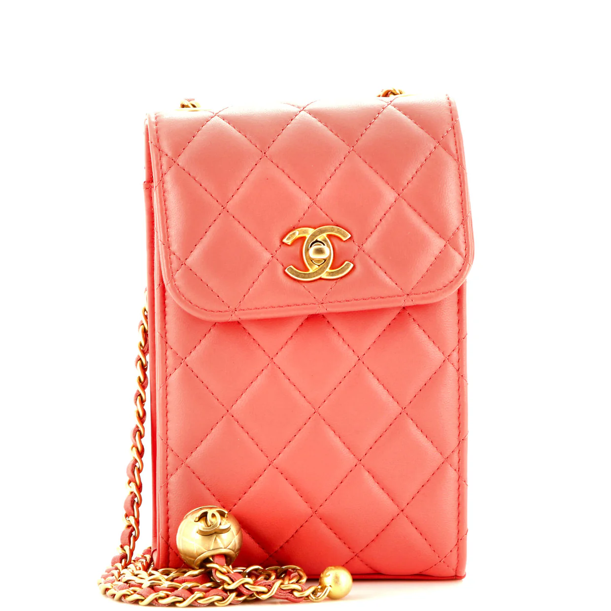 Pearl Crush Phone Holder Crossbody Bag Quilted Lambskin - Deep Luxury