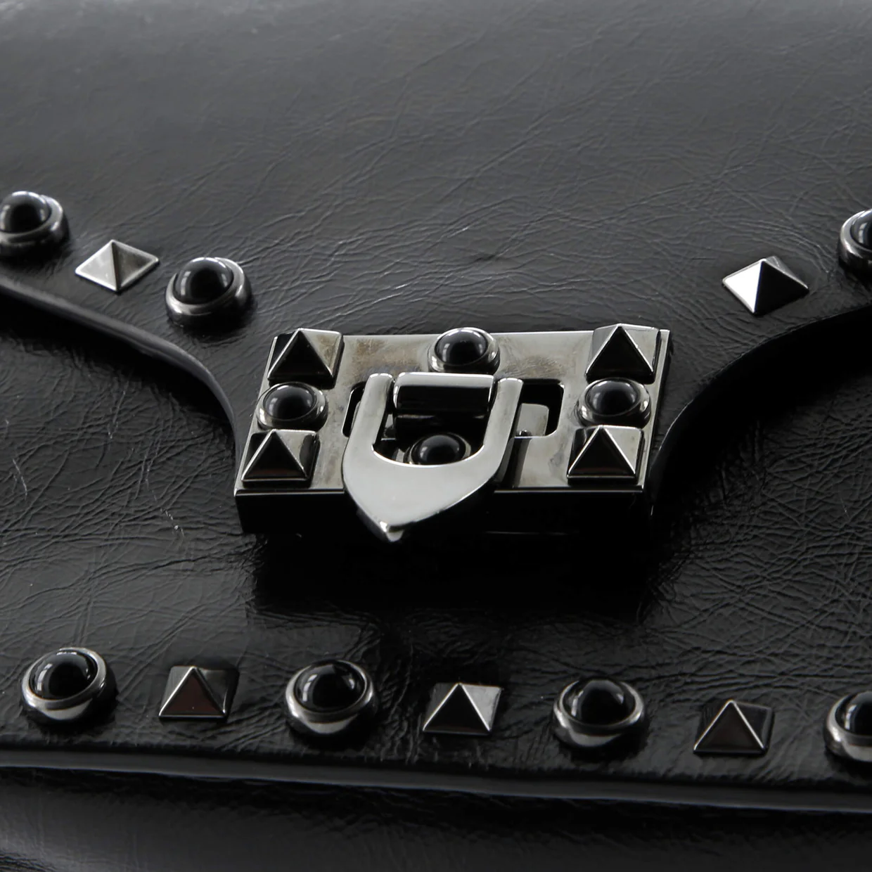Rolling Rockstud Crossbody Bag Leather with Cabochons Small - Deep Luxury