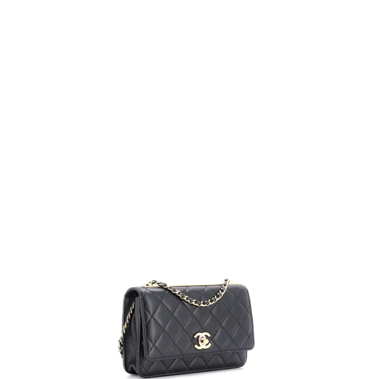 Trendy CC Wallet on Chain Quilted Lambskin - Deep Luxury