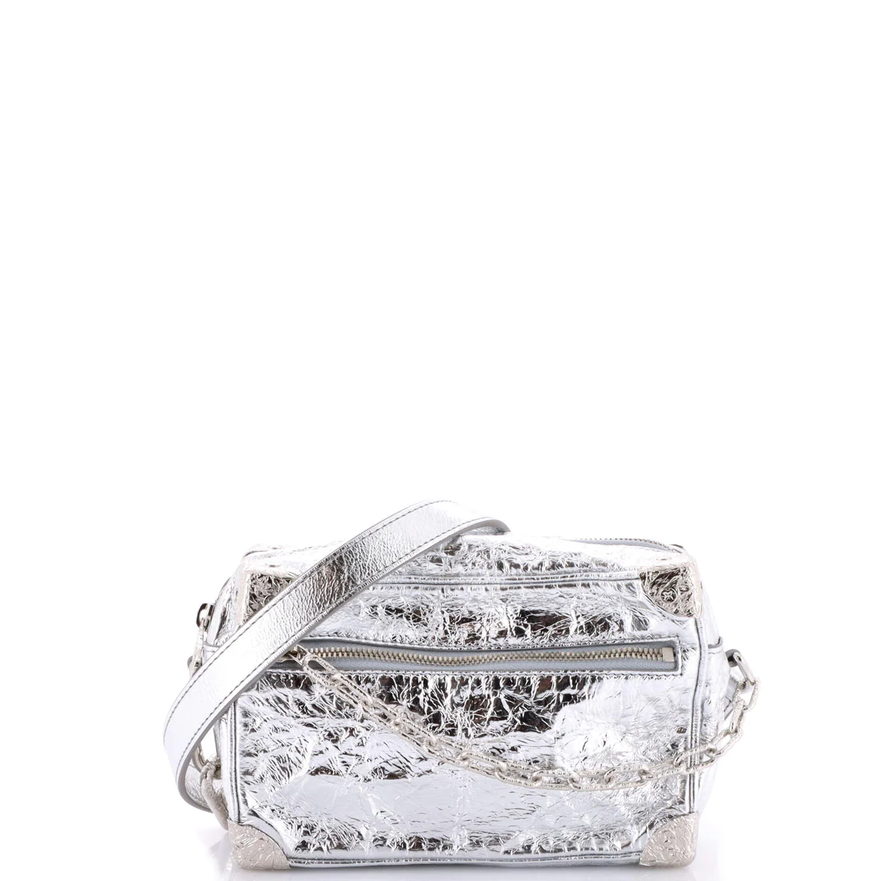 Soft Trunk Bag Crushed Metallic Calfskin Leather Mini - Deep Luxury