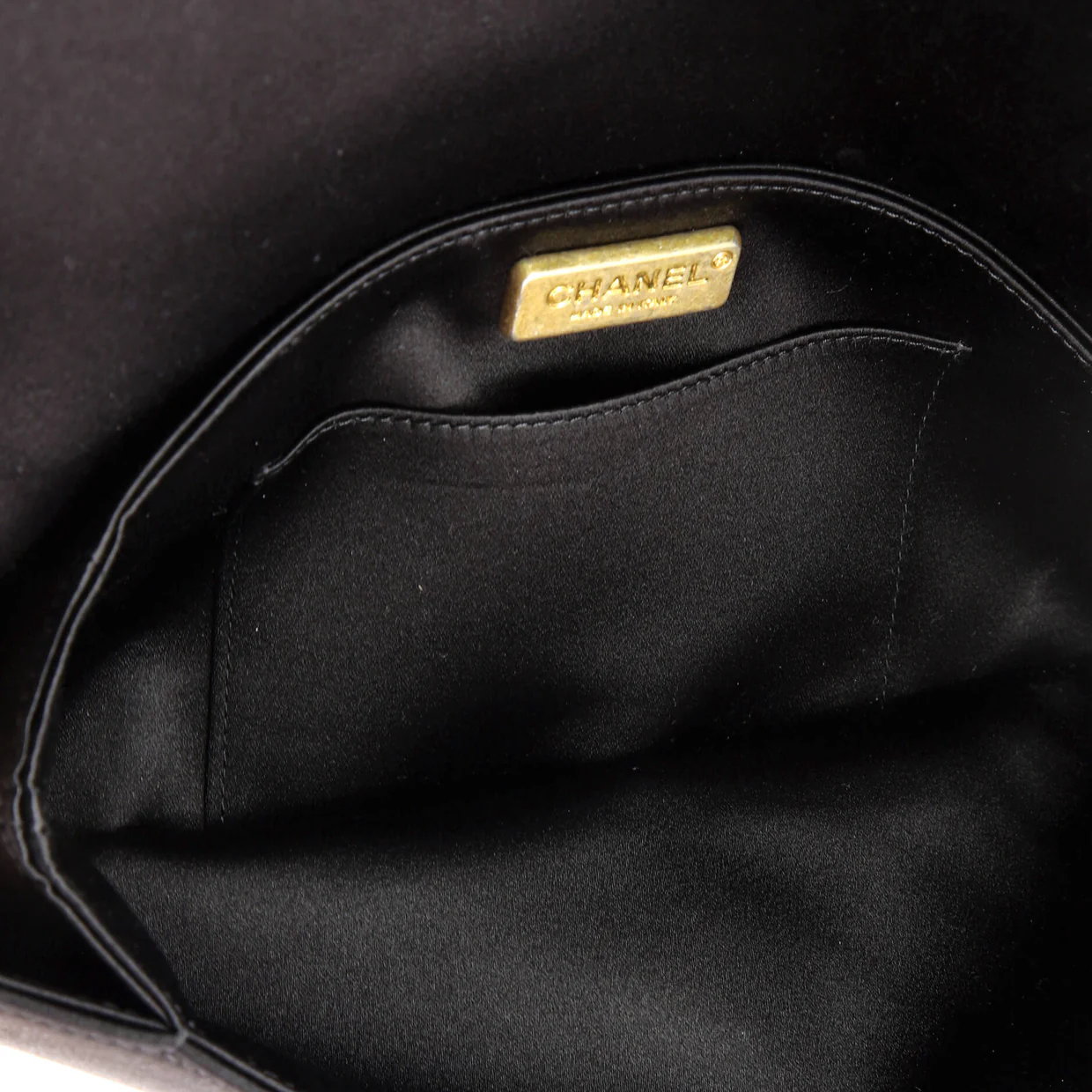 Chevron Pleated CC Flip Lock Flap Clutch Satin - Deep Luxury