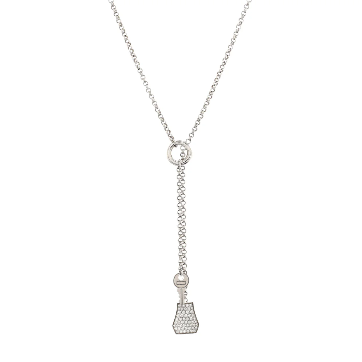 Kelly Clochette Pendant Necklace 18K White Gold with Diamonds Small - Deep Luxury