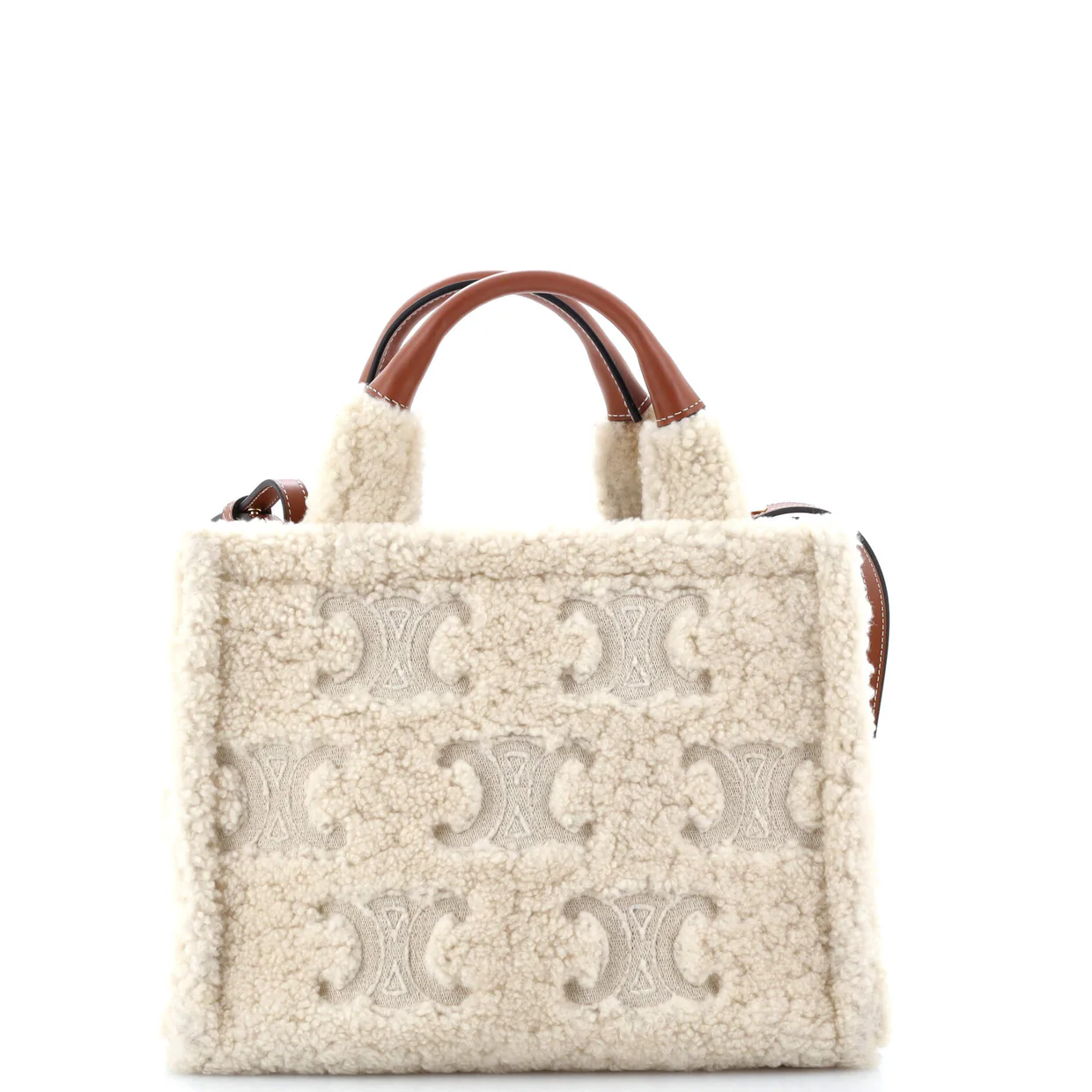 Cabas Thais Tote Triomphe Embroidered Shearling Small - Deep Luxury