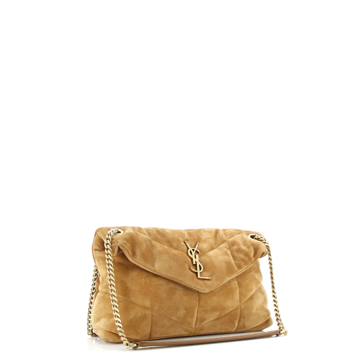 Loulou Puffer Shoulder Bag Quilted Suede Small - Deep Luxury