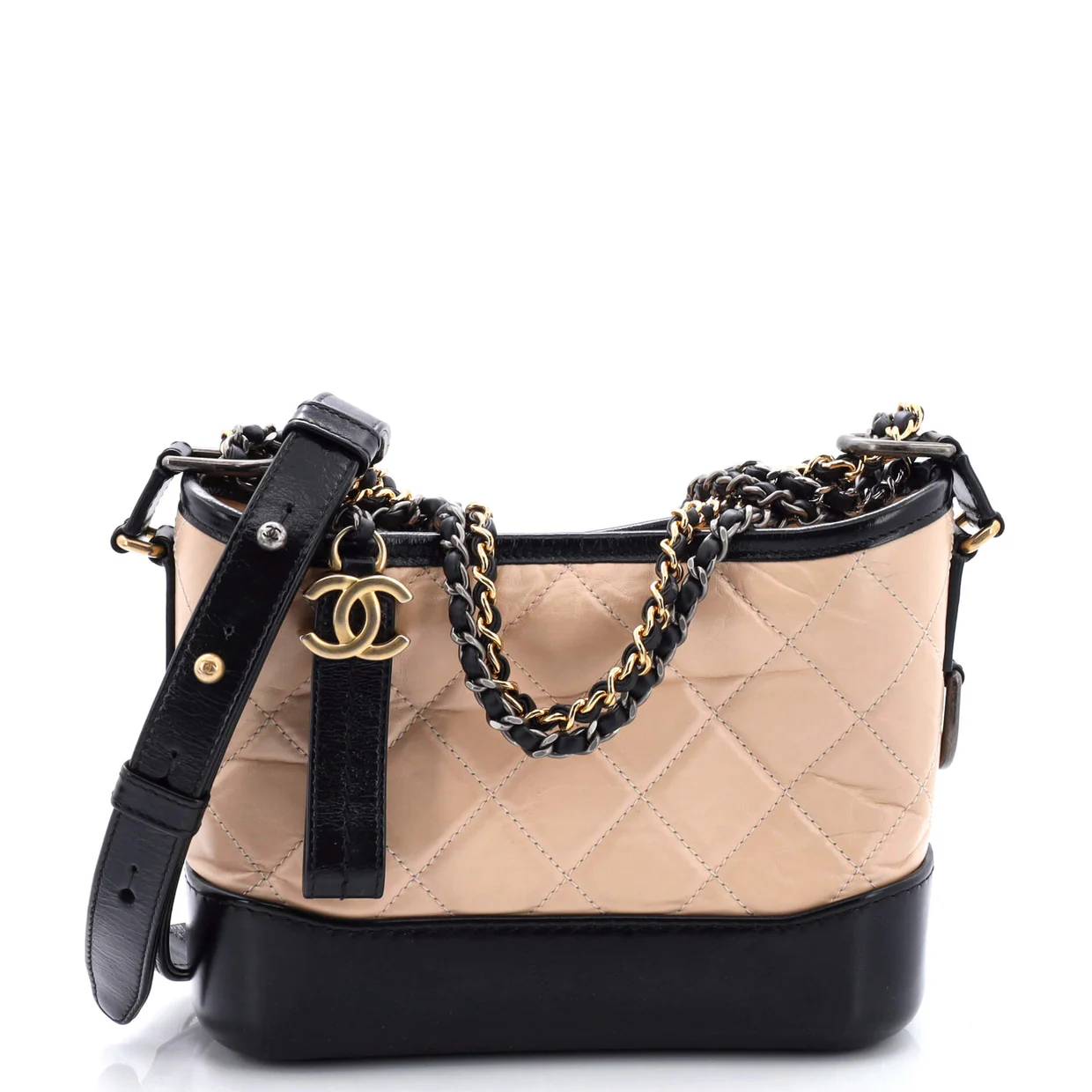 Bicolor Gabrielle Hobo Quilted Aged Calfskin Small - Deep Luxury