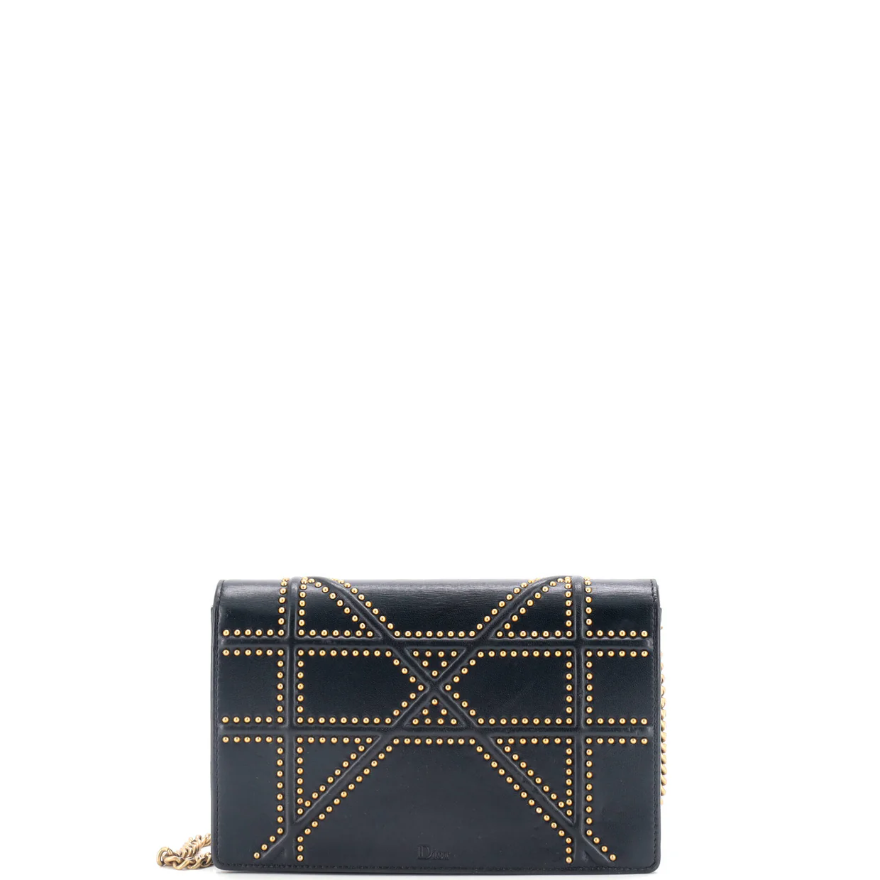 Diorama Wallet on Chain Studded Leather - Deep Luxury