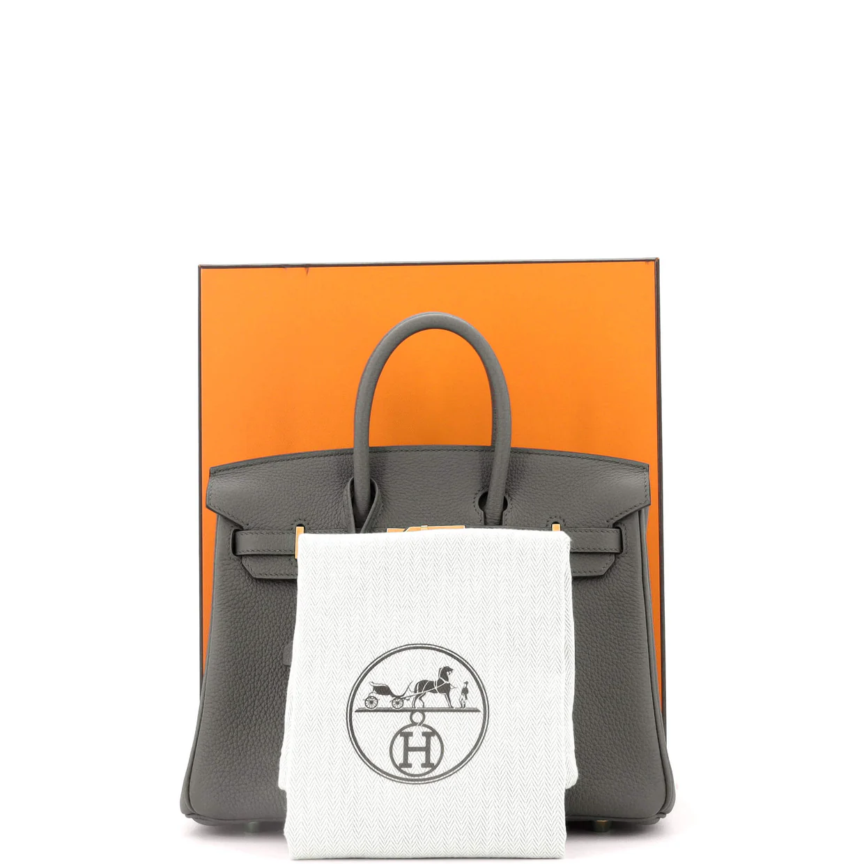 Birkin Handbag Grey Togo with Gold Hardware 25 - Deep Luxury