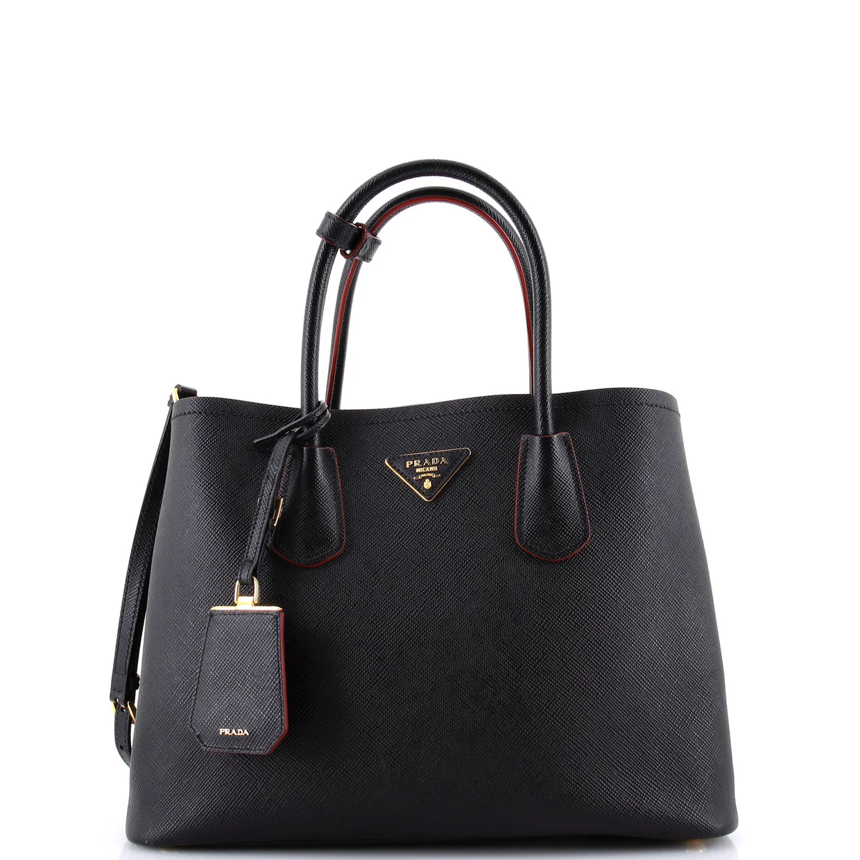 Cuir Double Tote Saffiano Leather Medium - Deep Luxury