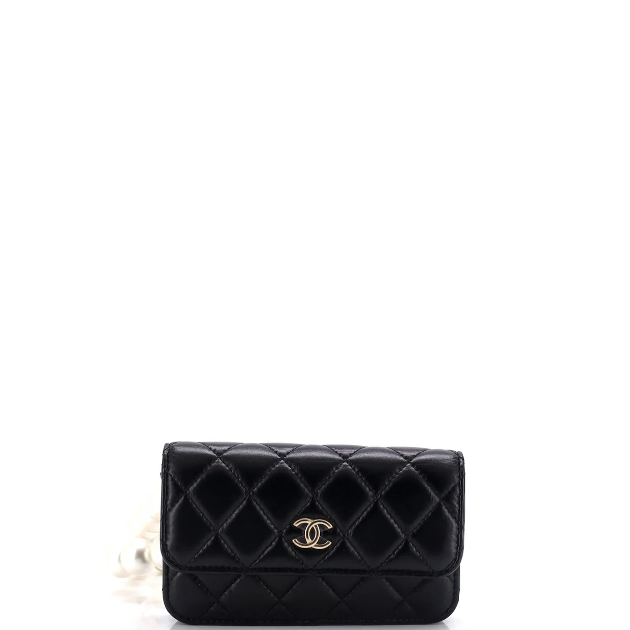Pearl Strap Clutch with Chain Quilted Calfskin - Deep Luxury