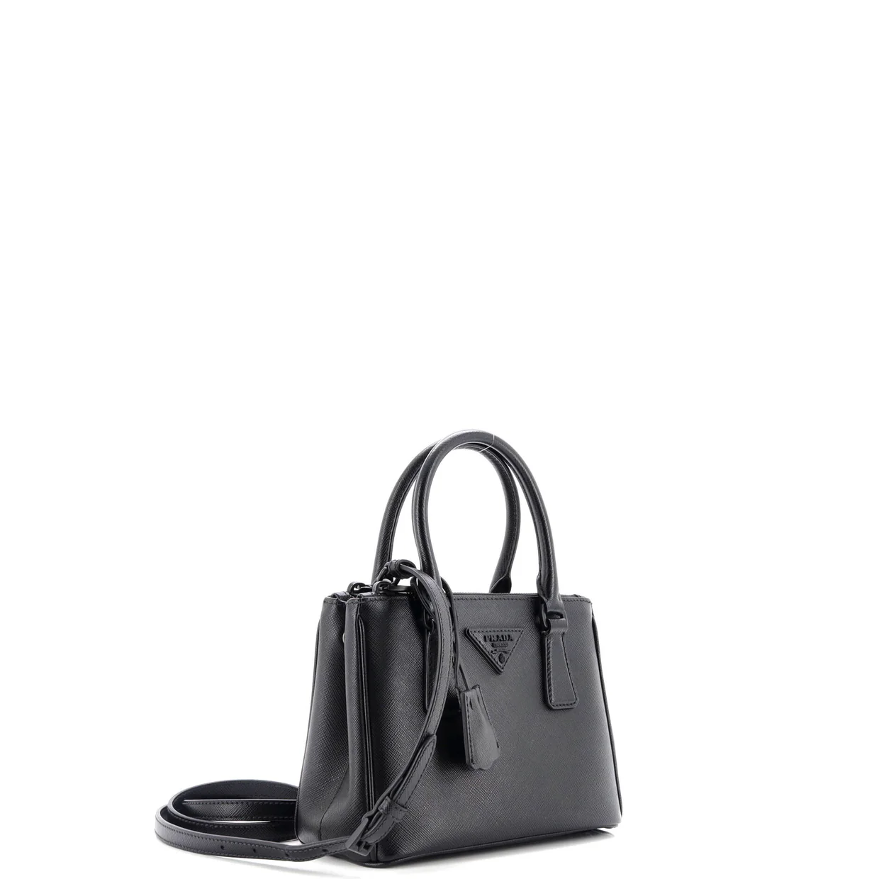 Monochrome Galleria Double Zip Tote Saffiano Leather Mini - Deep Luxury