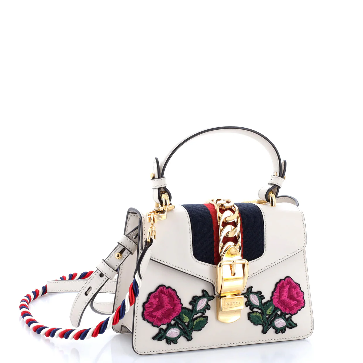 Sylvie Top Handle Bag Embroidered Leather Mini - Deep Luxury
