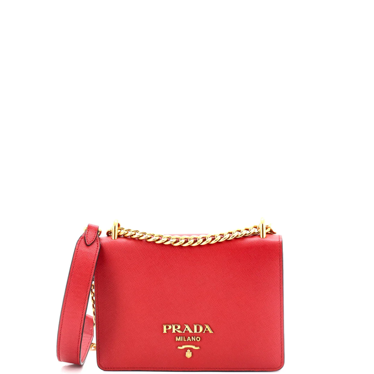 Chain Flap Bag Saffiano Leather Small - Deep Luxury