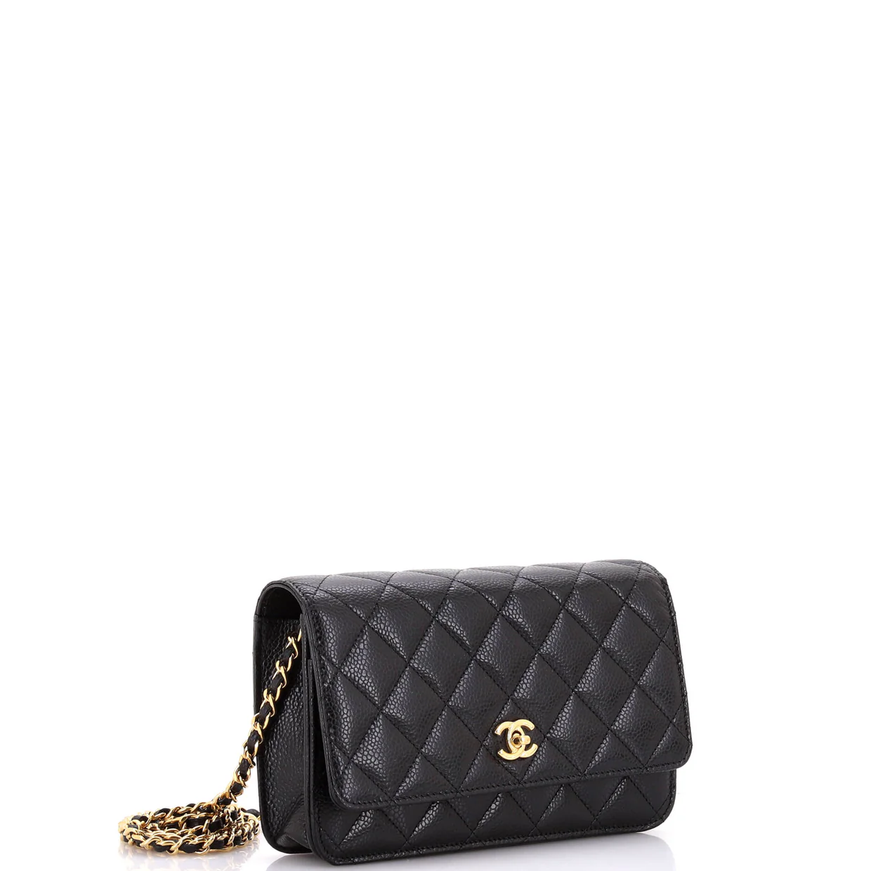 Turnlock CC Wallet on Chain Quilted Caviar - Deep Luxury