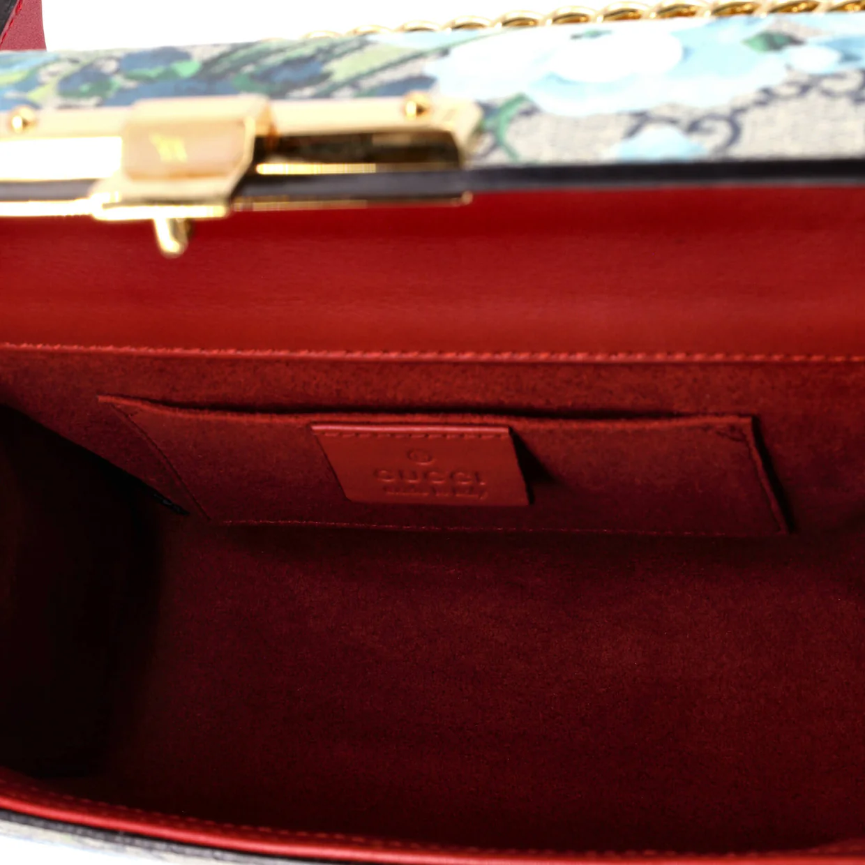 Padlock Shoulder Bag Blooms Print GG Coated Canvas Small - Deep Luxury