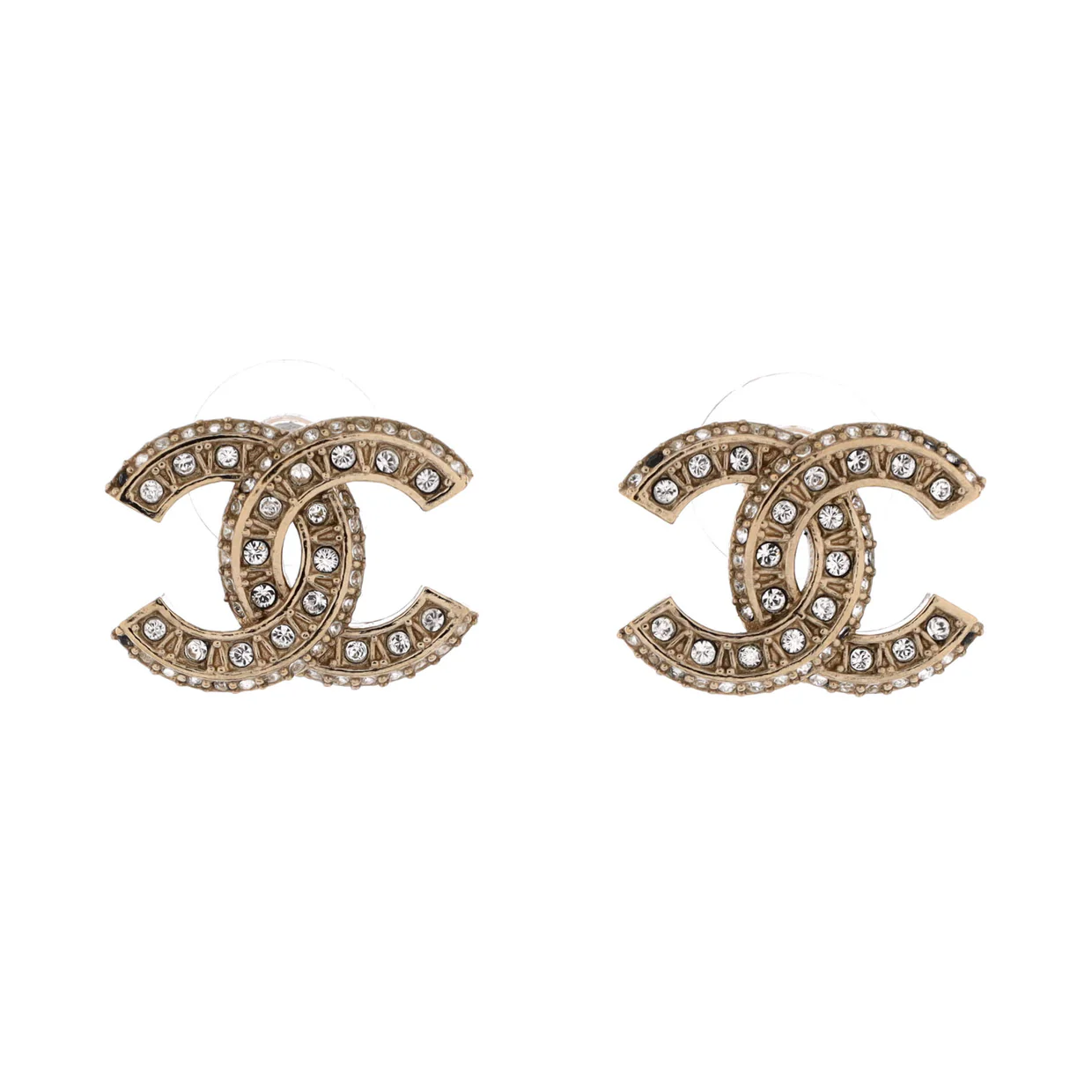 CC Stud Earrings Metal with Crystals - Deep Luxury
