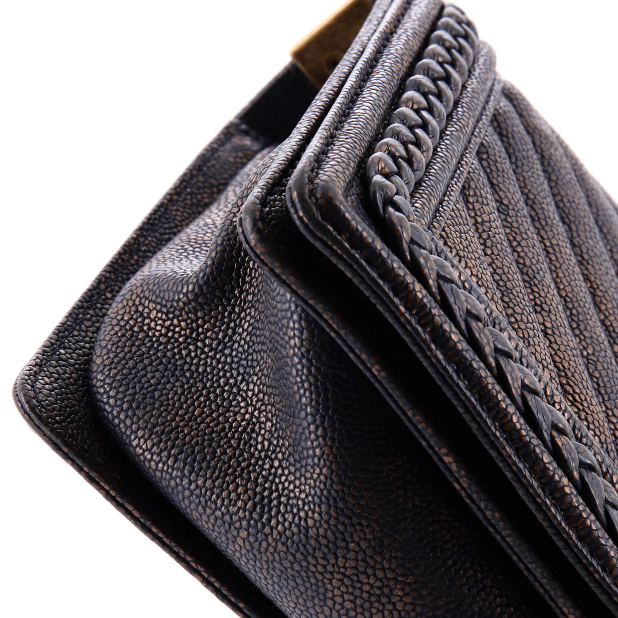 Braided Boy Flap Bag Patinated Chevron Caviar Old Medium - Deep Luxury