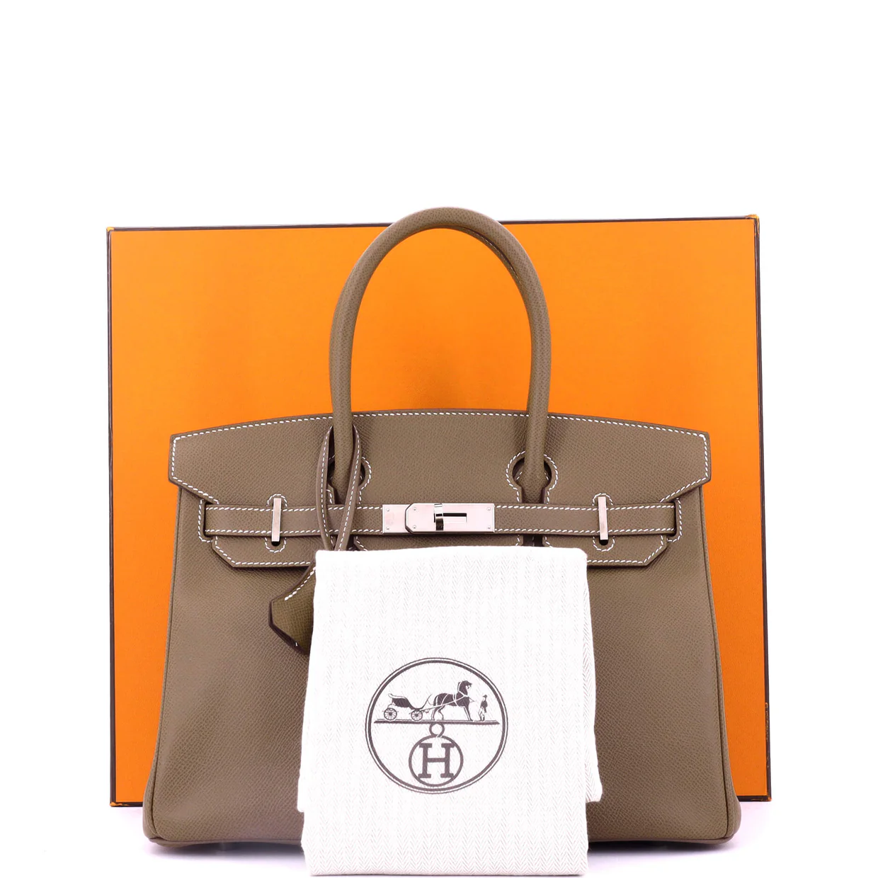 Birkin Handbag Grey Epsom with Palladium Hardware 30 - Deep Luxury