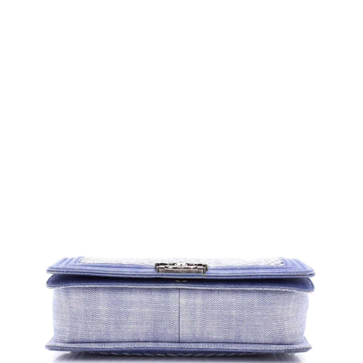 Boy Flap Bag Chevron Denim New Medium - Deep Luxury