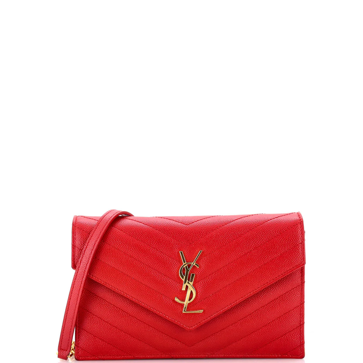 Classic Monogram Wallet on Chain Matelasse Chevron Leather Small - Deep Luxury