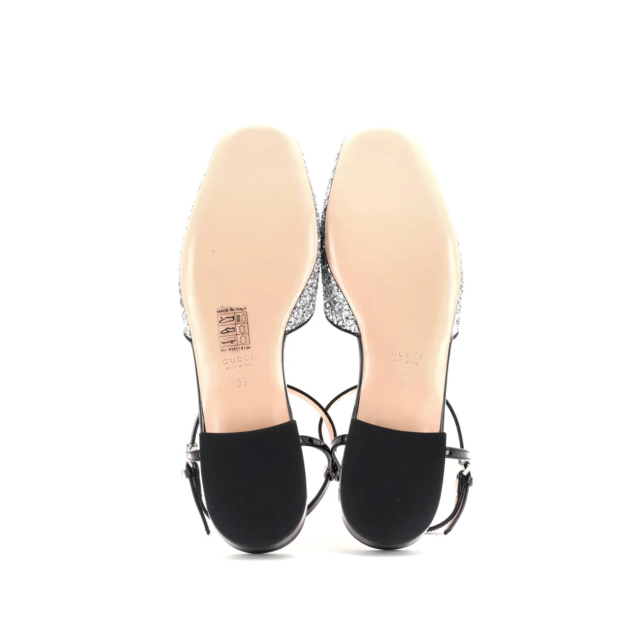 Women's GG Slingback Flats Glitter and Patent - Deep Luxury