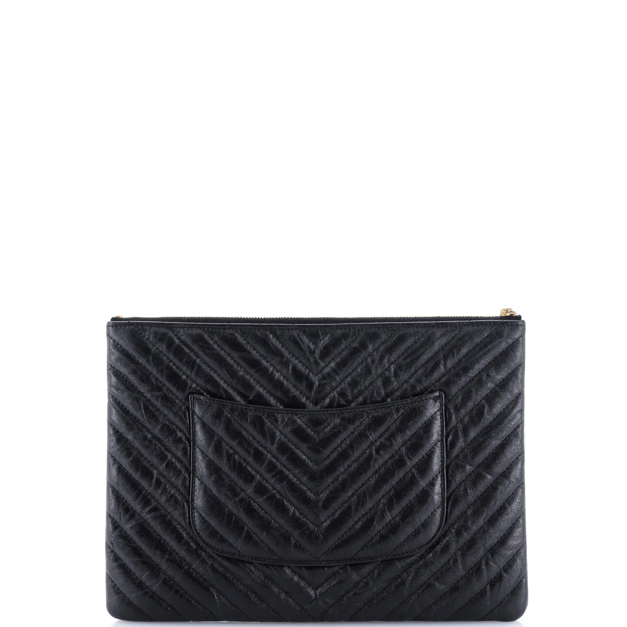 O Case Clutch Chevron Aged Calfskin Medium - Deep Luxury