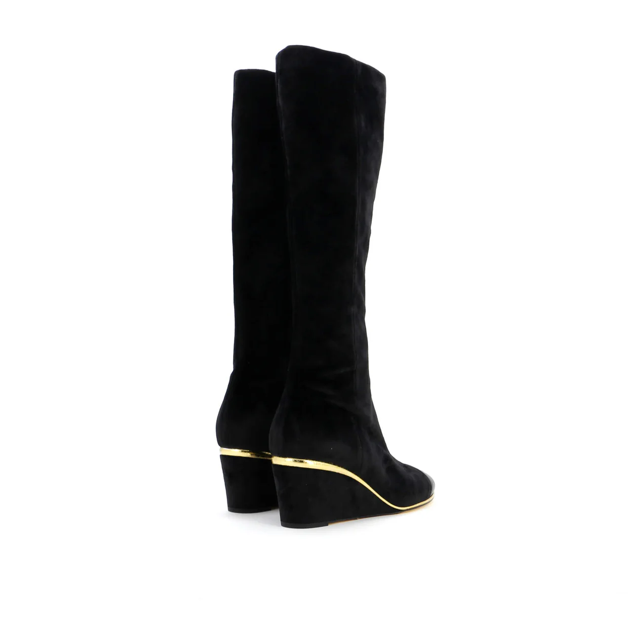 Women's CC Cap Toe Knee High Wedge Boots Suede - Deep Luxury